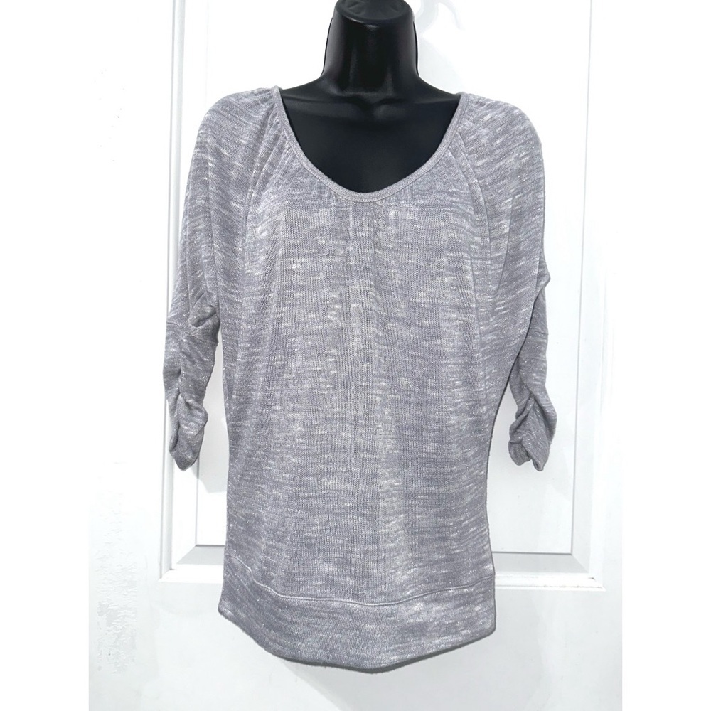 Maurices Y2K heathered gray knit, scoop neck, and dolman sleeves